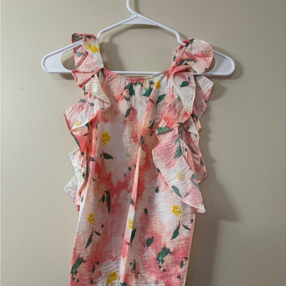 a new day Pink Floral Ruffle Blouse